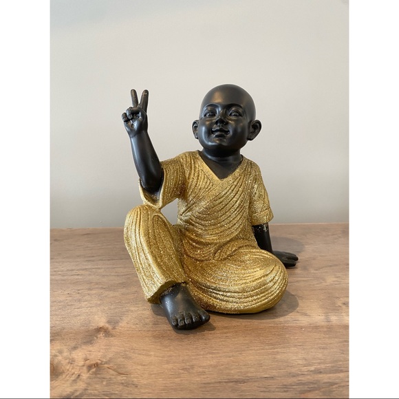 Other - Gold Glittered Peace sign Buddha